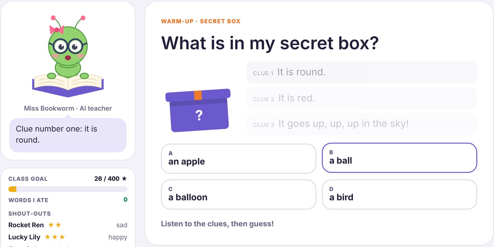 A class: the secret box game